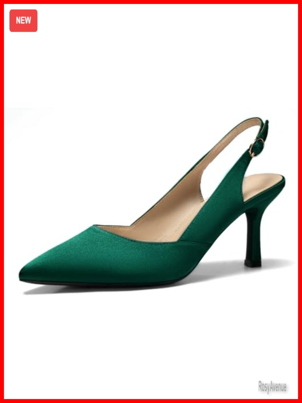 Womens Slingback Kitten Heels Closed Pointed Toe Pumps Dress Shoes Satin